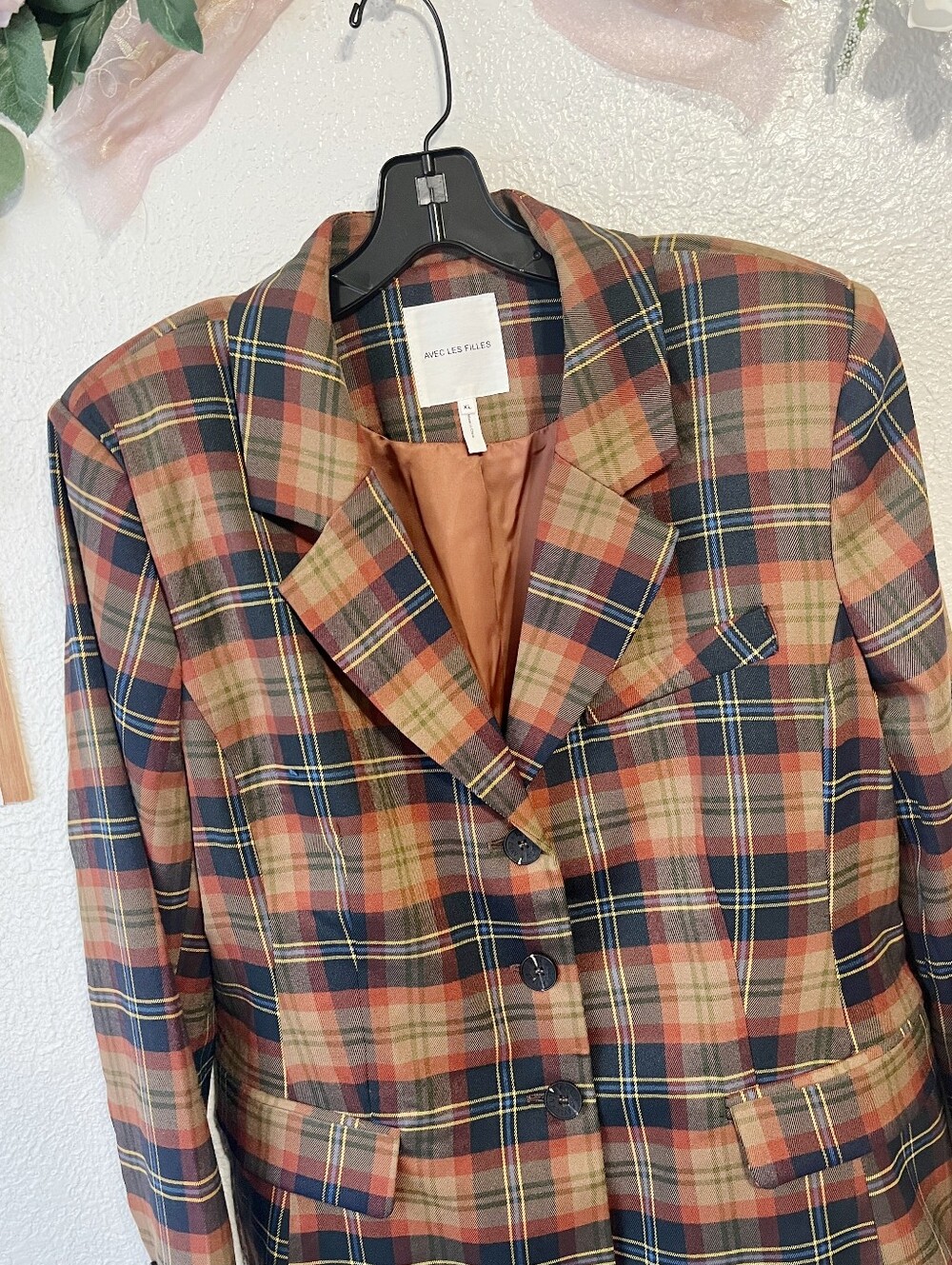 NWT Avec Les Filles Autumn Plaid Hourglass Blazer - Picture 6 of 14